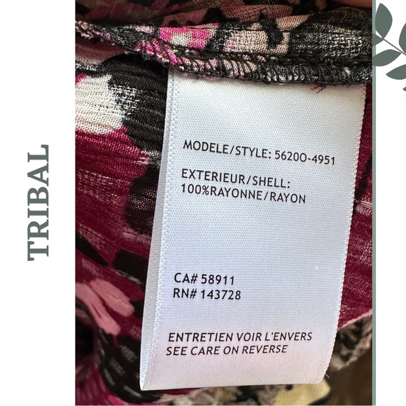 Tribal Flowy Blouse Floral Mixed Print Bob Pintuck Detail Purple Pink Size Small - Picture 10 of 11